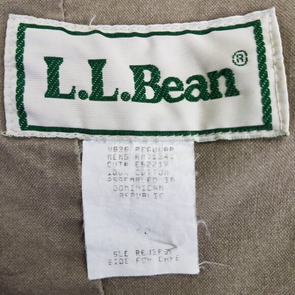 LL Bean Sport Coat Mens 40R Khaki Safari 2 Button Cotton Unlined Blazer Jacket - Picture 13 of 16